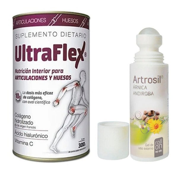 Ultraflex + Arthrosil Combo: 1 Month Supply of Hydrolyzed Collagen, Hyaluronic Acid, Vitamin C & Natural Gel for Joint & Bone Health!