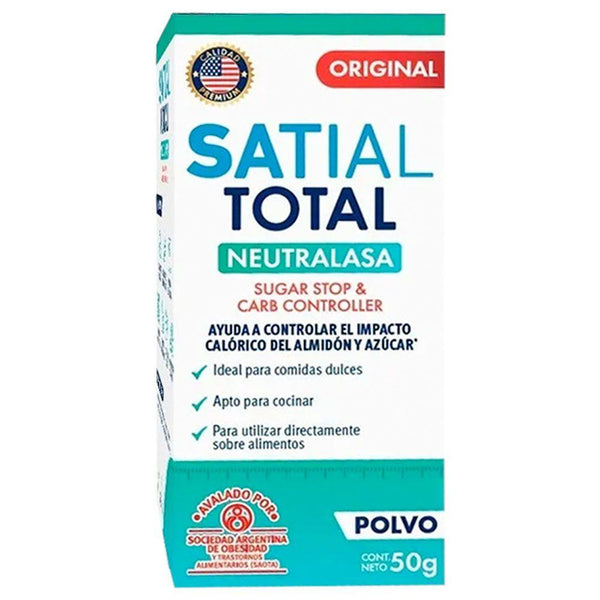 12 Pak Satial Total Powder Sugar Stop & Carb Controller With Neutralase X 50 Grams: Reduce Blood Glucose Levels, Weight Control & High Food Safety