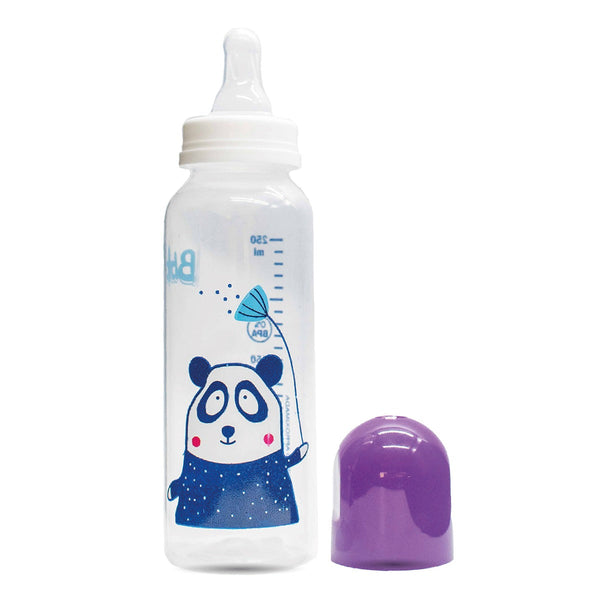Bebefantitos Decorated Bottle with Silicone Nipple, 250ml/8.45fl oz, Protective Cap, Handle, Non-Slip Base & Measuring Scale
