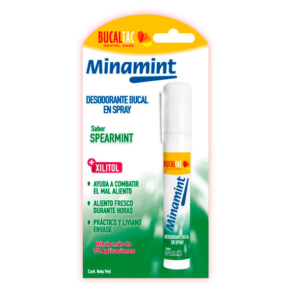 Bucal Tac Minamint Spearmint Oral Spray - Refreshes Breath & Maintains Oral Health - Sugar, Gluten, Paraben & Alcohol Free