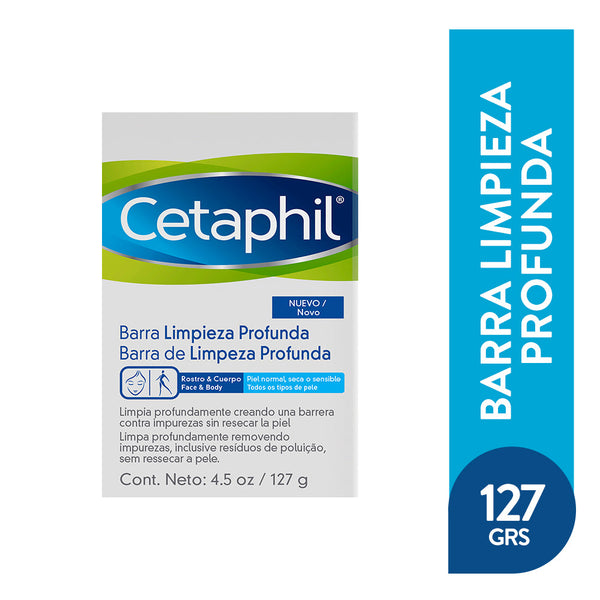 Cetaphil Deep Cleaning Bar 127Gr/4.29Oz - pH-Balanced, Glycerin & Panthenol for Sensitive Skin