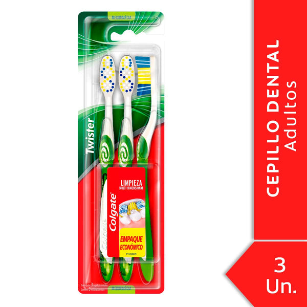 Colgate Twister Toothbrush Medium (3 Units) - Multi-Dimensional Cleaning Technology