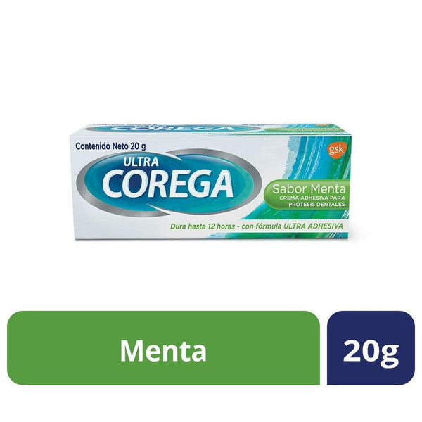 Corega Adhesive for Dental Prosthetics Ultra Cream Mint Flavor (20Gr/0.70 Oz) - Secure Fit, Natural Ingredients, Helps Prevent Bad Breath