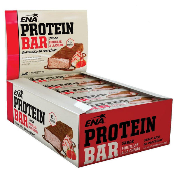 Ena Cream Frutillas Flavour Protein Bar 16 Units Pack - High Protein, Low Sugar & Gluten-Free!