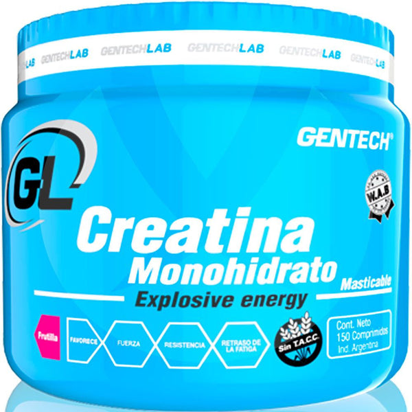 Gentech Creatine Monohydrate Chewable Strawberry ‚ 105 Tablets Ea. ‚ High Quality, Purity, Gluten Free, Non-GMO, Made in USA